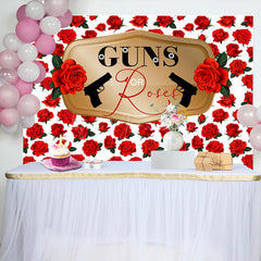 Lofaris Romantic Red Rose Pistol Baby Shower Party Backdrop