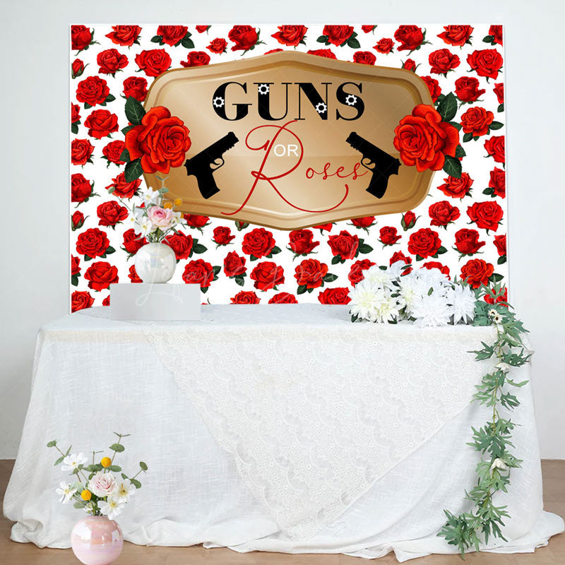 Lofaris Romantic Red Rose Pistol Baby Shower Party Backdrop