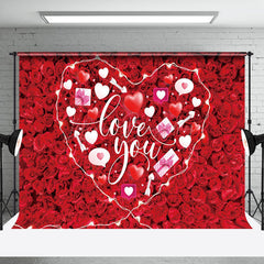 Lofaris Romantic Red Rose White Heart Love You Backdrop