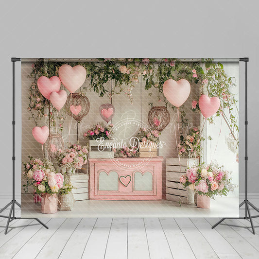 Lofaris Romantic Retro Pink Balloons Valentines Day Backdrop