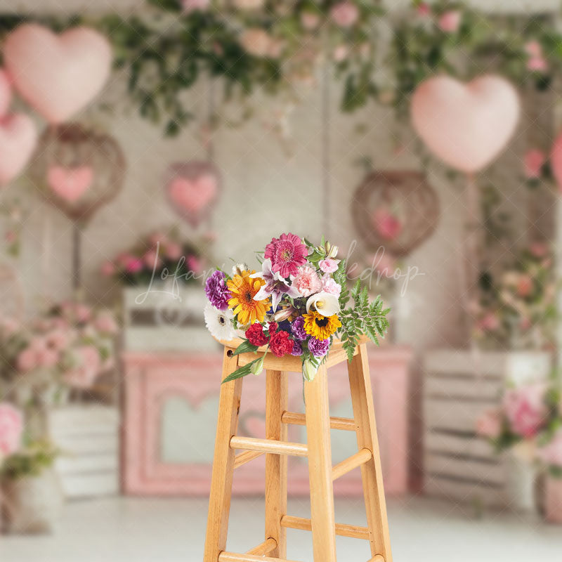 Lofaris Romantic Retro Pink Balloons Valentines Day Backdrop