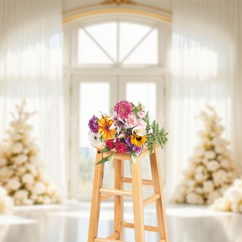 Lofaris Romantic Rose Holy White Palace Door Wedding Backdrop