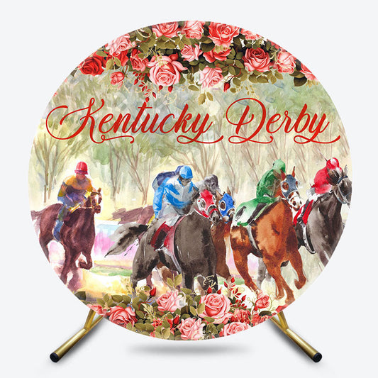 Lofaris Romantic Rose Horse Racing Round Kentucky Derby Backdrop