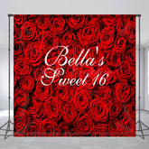 Lofaris Romantic Rose Sweet 16 Custom Name Birthday Backdrop