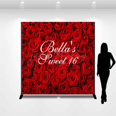 Lofaris Romantic Rose Sweet 16 Custom Name Birthday Backdrop