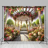 Lofaris Romantic Spring Floral Gazeb Wedding Photo Backdrop