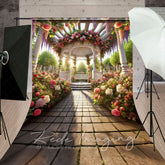 Lofaris Romantic Spring Floral Gazeb Wedding Sweep Backdrop