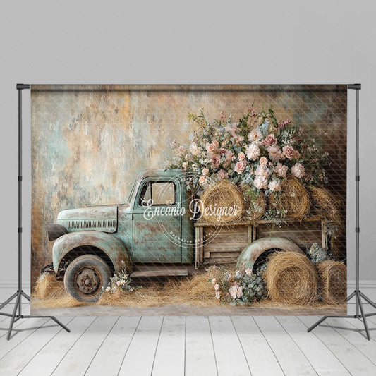 Lofaris Romantic Spring Truck Floral Photography Backdrop