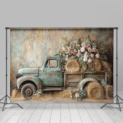 Lofaris Romantic Spring Truck Floral Photography Backdrop