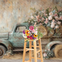 Lofaris Romantic Spring Truck Floral Photography Backdrop