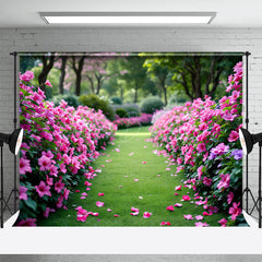 Lofaris Romantic Summer Lawn Flowers Wedding Photo Backdrop