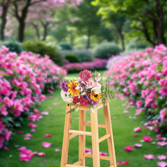 Lofaris Romantic Summer Lawn Flowers Wedding Photo Backdrop