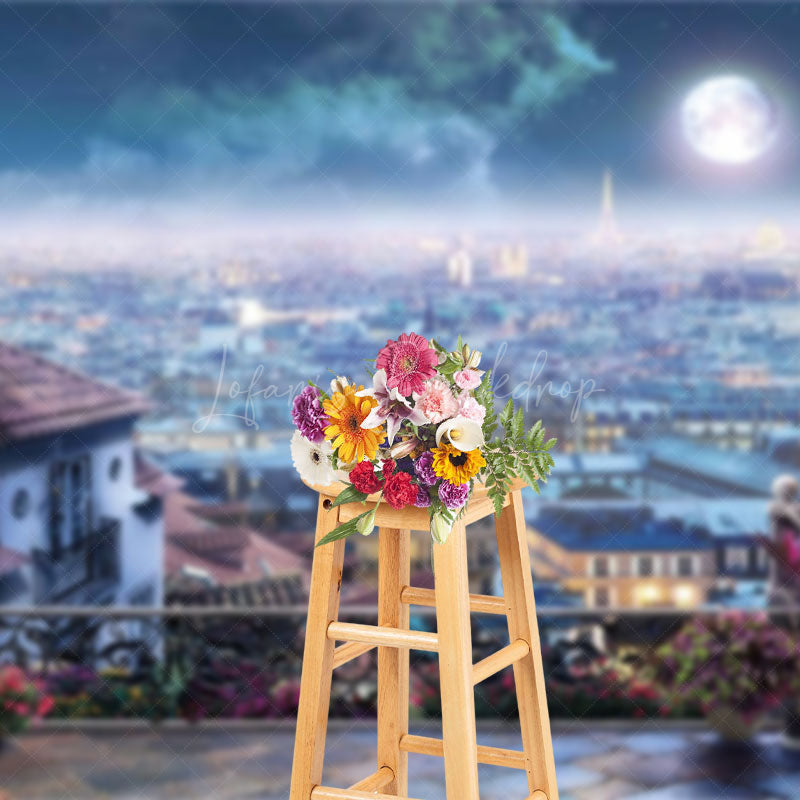 Lofaris Romantic Sweet Night Scene In Paris Photo Backdrop