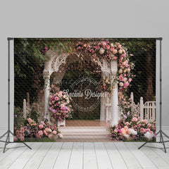 Lofaris Romantic White Garden Pavilion Floral Wedding Backdrop