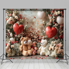 Lofaris Rose Bear Romantic Valentines Day Room Set Backdrop