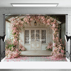 Lofaris Rose Blooming White Door Spring Photo Backdrop