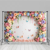 Lofaris Rose Garland Arch Butterfly On Wall Spring Backdrop