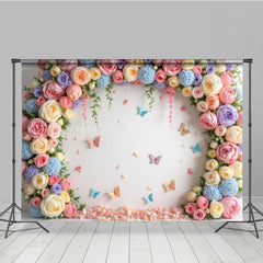Lofaris Rose Garland Arch Butterfly On Wall Spring Backdrop
