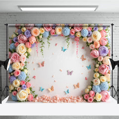 Lofaris Rose Garland Arch Butterfly On Wall Spring Backdrop