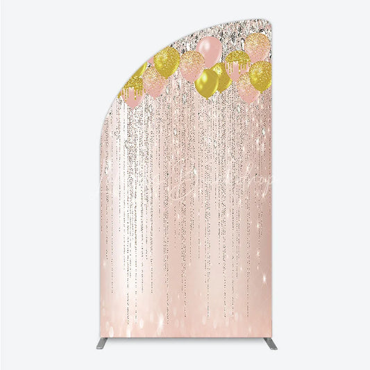 Lofaris Rose Gold and Glitter Balloons Half Moon Arch Backdrop Sparkling Diamond Elegant Party Celebration