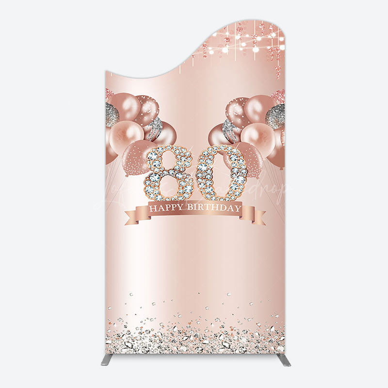 Lofaris Rose Gold Balloon Glitter 80th Birthday Arch Backdrop