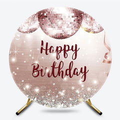 Lofaris Rose Gold Disco Ball Circle Happy Birthday Backdrop