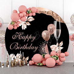 Lofaris Rose Gold Floral High Heel Birthday Round Backdrop