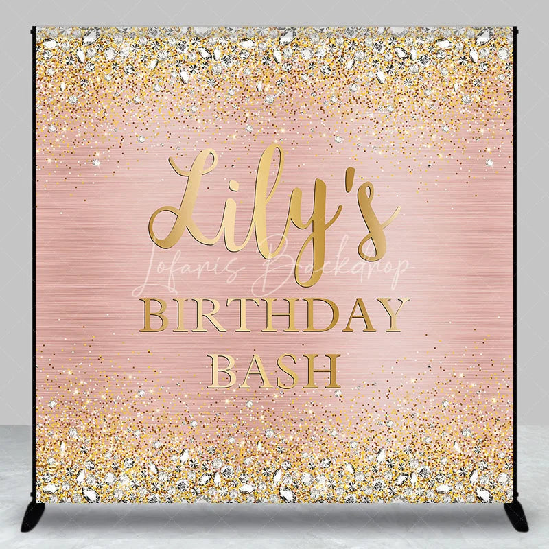 Lofaris Rose Gold Glitter and Diamond Custom Birthday Backdrop Personalized Party Bash Decor
