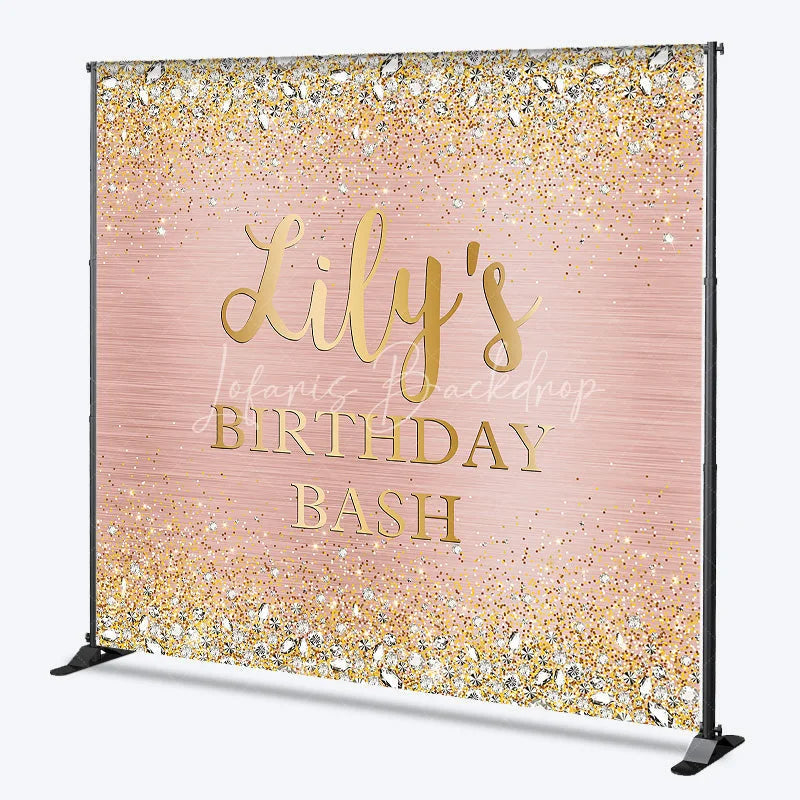 Lofaris Rose Gold Glitter and Diamond Custom Birthday Backdrop Personalized Party Bash Decor
