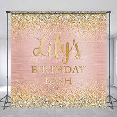 Lofaris Rose Gold Glitter and Diamond Custom Birthday Backdrop Personalized Party Bash Decor