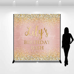 Lofaris Rose Gold Glitter and Diamond Custom Birthday Backdrop Personalized Party Bash Decor
