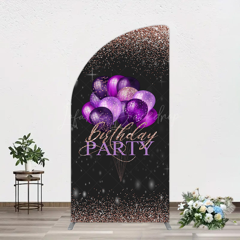 Lofaris Rose Gold Glitter Balloons Birthday Half Moon Arch Backdrop