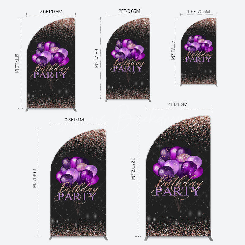 Lofaris Rose Gold Glitter Balloons Birthday Half Moon Arch Backdrop