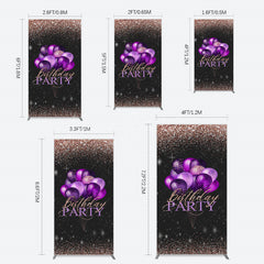 Lofaris Rose Gold Glitter Balloons Birthday Rectangle Backdrop