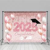 Lofaris Rose Gold Glitter Balloons Congrats Grad Backdrop