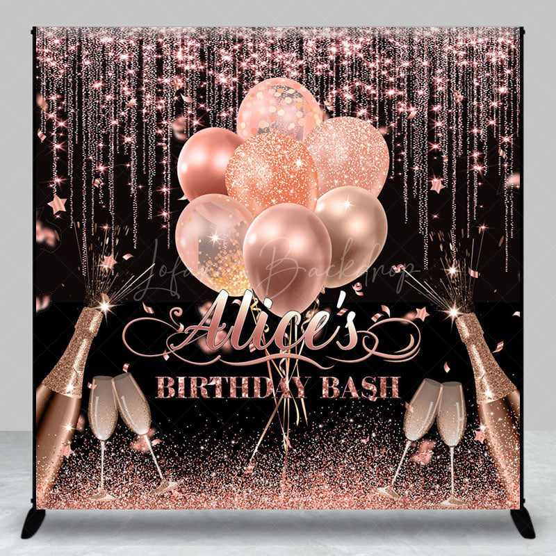 Lofaris Rose Gold Glitter Balloons Custom Birthday Backdrop