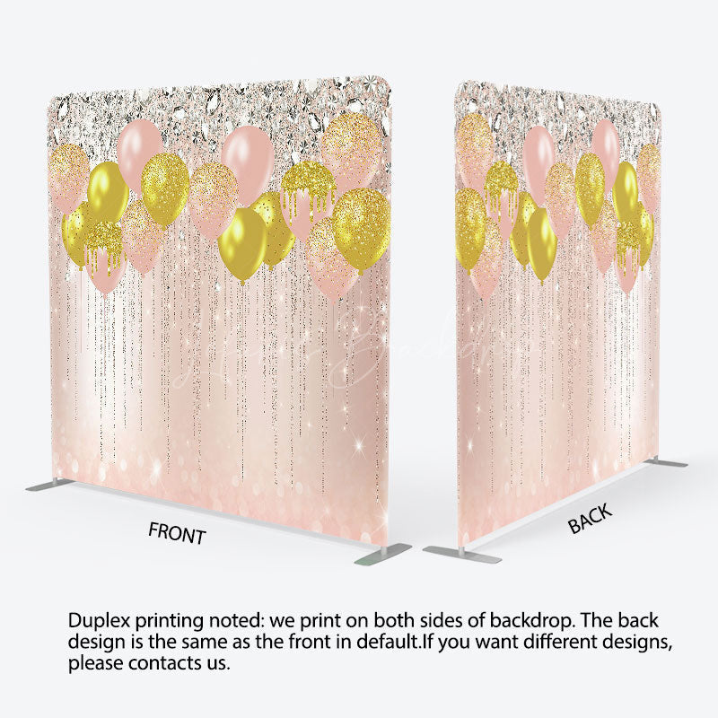 Lofaris Rose Gold Glitter Balloons Pillow Cover Backdrop