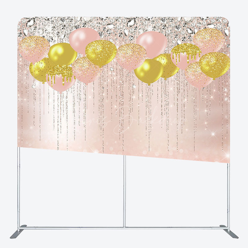 Lofaris Rose Gold Glitter Balloons Pillow Cover Backdrop
