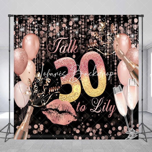 Lofaris Rose Gold Glitter Champagne 30th Birthday Custom Backdrop Elegant Party Celebration Decor
