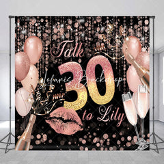 Lofaris Rose Gold Glitter Champagne 30th Birthday Custom Backdrop Elegant Party Celebration Decor