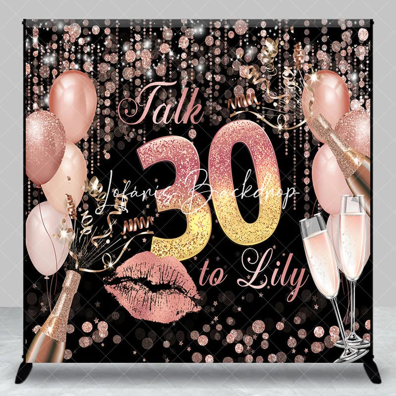 Lofaris Rose Gold Glitter Champagne 30th Birthday Custom Backdrop Elegant Party Celebration Decor