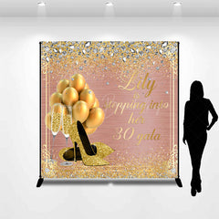 Lofaris Rose Gold Glitter Custom Name 30th Birthday Backdrop