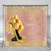 Lofaris Rose Gold Glitter Custom Name 30th Birthday Backdrop