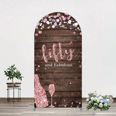 Lofaris Rose Gold Glitter Fifty Fabulous Wood Arch Backdrop