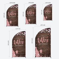 Lofaris Rose Gold Glitter Fifty Fabulous Wood Half Moon Arch Backdrop