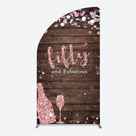 Lofaris Rose Gold Glitter Fifty Fabulous Wood Half Moon Arch Backdrop