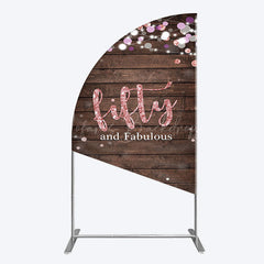 Lofaris Rose Gold Glitter Fifty Fabulous Wood Half Moon Arch Backdrop