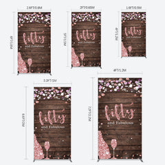 Lofaris Rose Gold Glitter Fifty Fabulous Wood Rectangle Backdrop