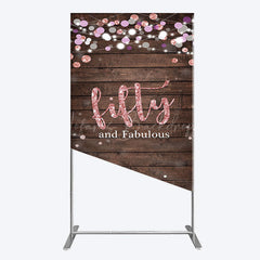 Lofaris Rose Gold Glitter Fifty Fabulous Wood Rectangle Backdrop