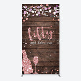 Lofaris Rose Gold Glitter Fifty Fabulous Wood Rectangle Backdrop